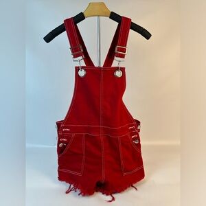 Red Overalls Shorts